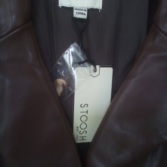 Stoosh Brown Faux Leather Double Breasted Blazer Size: XL NWT - Picture 6 of 10